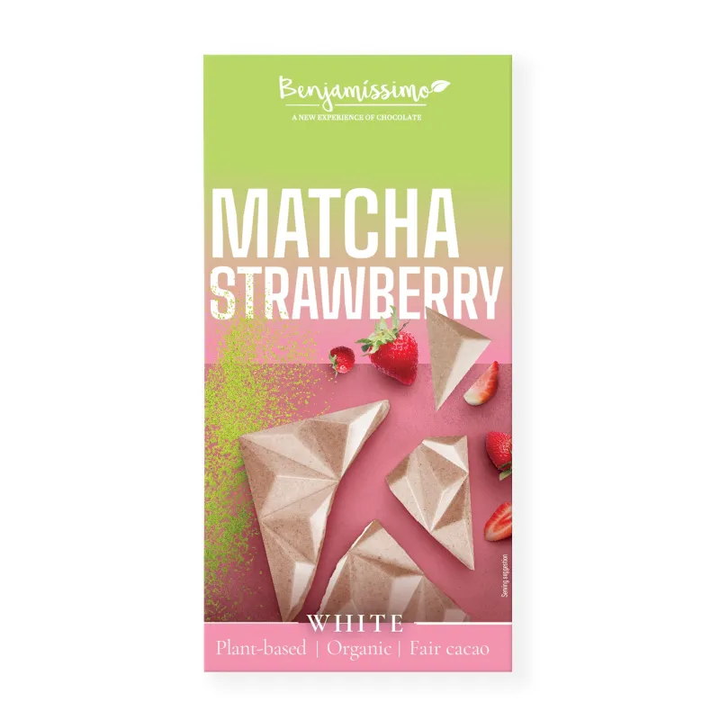Tabliczka Kakaowa Matcha Truskawka BIO 60 g Benjamissimo