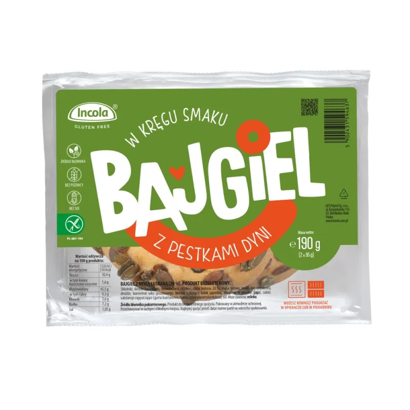 Bajgle z Pestkami Dyni Bezglutenowe 190 g Incola
