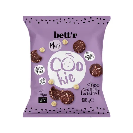 CIASTKA Z CZEKOLADĄ I ORZECHAMI LASKOWYMI BEZ DODATKU CUKRÓW BEZGLUTENOWE BIO 100 g - BETT'R