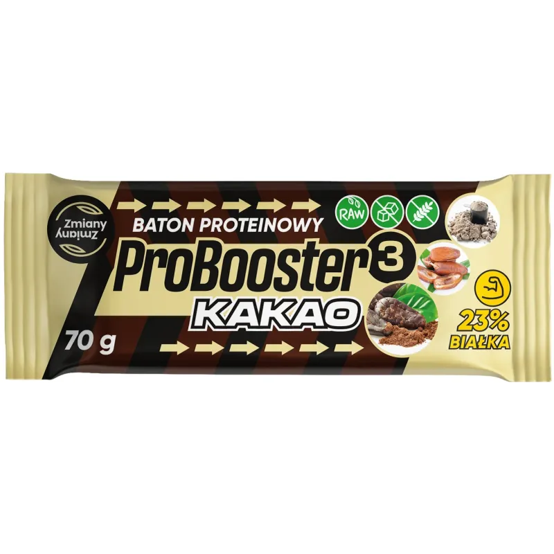 BATON PROTEINOWY KAKAOWY PROBOOSTER BEZGLUTENOWY 70 g - ZMIANY ZMIANY