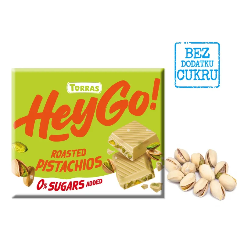 CZEKOLADA BIAŁA Z PISTACJAMI BEZ DODATKU CUKRÓW BEZGLUTENOWA 60 g - TORRAS
