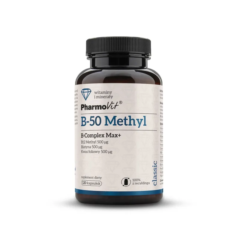 WITAMINA B-50 METHYL B-COMPLEX MAX+ BEZGLUTENOWA 120 KAPSUŁEK - PHARMOVIT (CLASSIC)