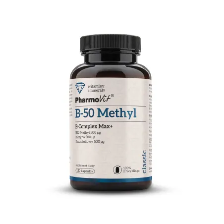 WITAMINA B-50 METHYL B-COMPLEX MAX+ BEZGLUTENOWA 120 KAPSUŁEK - PHARMOVIT (CLASSIC)