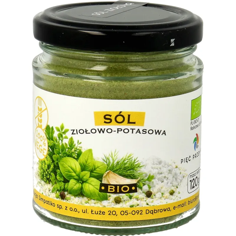 SÓL ZIOŁOWO - POTASOWA BEZGLUTENOWA BIO 120 g - PIĘĆ PRZEMIAN