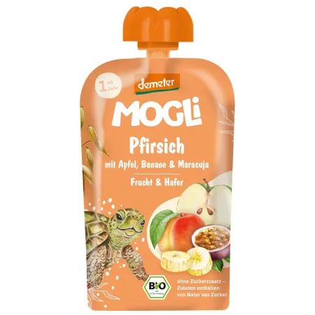 MUS JABŁKO - BRZOSKWINIA - BANAN - MARAKUJA - OWIES BEZ DODATKU CUKRÓW OD 1 ROKU DEMETER BIO 100 g - MOGLI