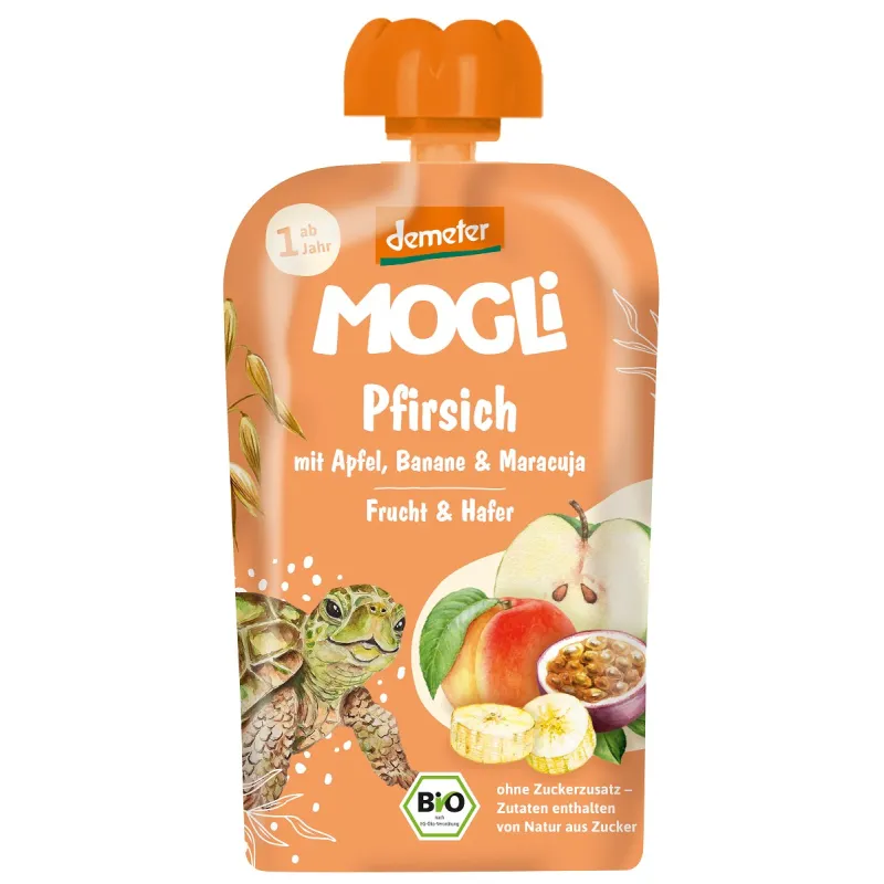 MUS JABŁKO - BRZOSKWINIA - BANAN - MARAKUJA - OWIES BEZ DODATKU CUKRÓW OD 1 ROKU DEMETER BIO 100 g - MOGLI