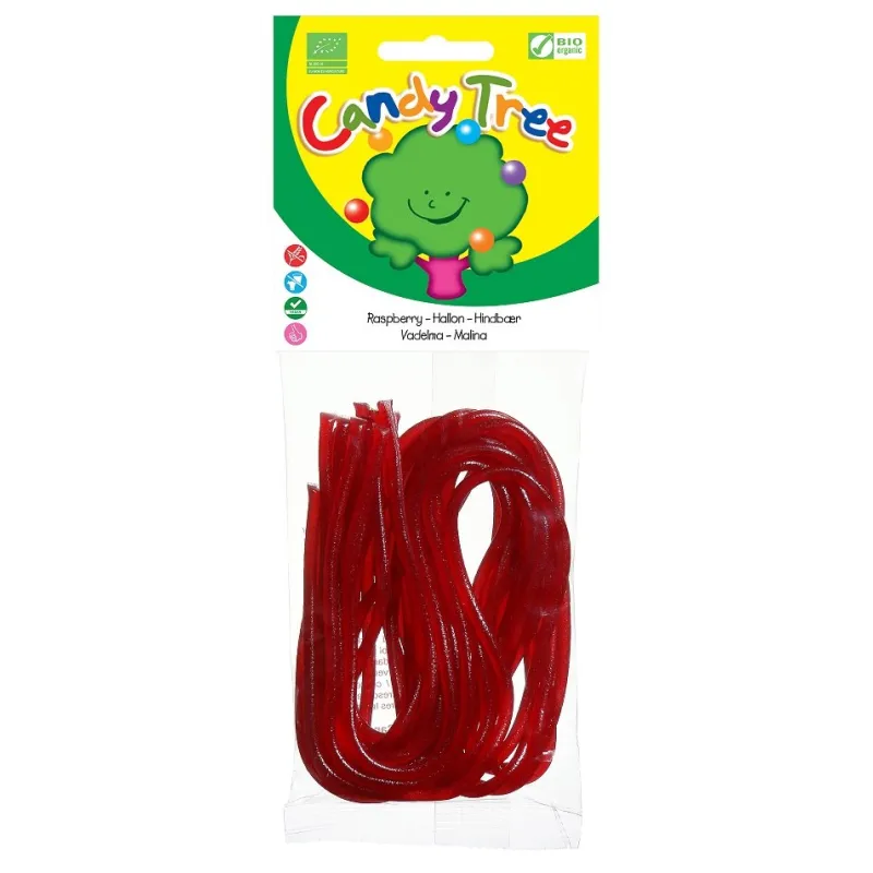 ŻELKI NITKI MALINOWE BEZGLUTENOWE BIO 75 g - CANDY TREE