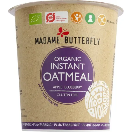OWSIANKA BŁYSKAWICZNA JABŁKO - JAGODA BEZGLUTENOWA BIO 55 g - MADAME BUTTERFLY