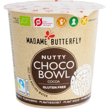 OWSIANKA BŁYSKAWICZNA CZEKOLADA - ORZECHY LASKOWE BEZGLUTENOWA BIO 55 g - MADAME BUTTERFLY