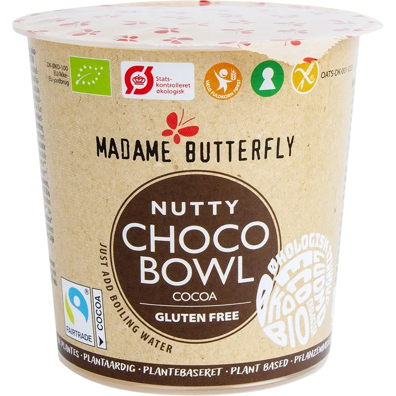OWSIANKA BŁYSKAWICZNA CZEKOLADA - ORZECHY LASKOWE BEZGLUTENOWA BIO 55 g - MADAME BUTTERFLY