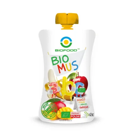 Mus Mango-Bananowo-Jabłkowy BIO 120 g - Bezglutenowy, Bez Cukru - Bio Food