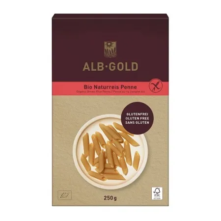 Makaron Ryżowy Razowy Penne Bezglutenowy BIO 250 g - ALB-GOLD