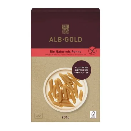 Makaron Ryżowy Razowy Penne Bezglutenowy BIO 250 g - ALB-GOLD