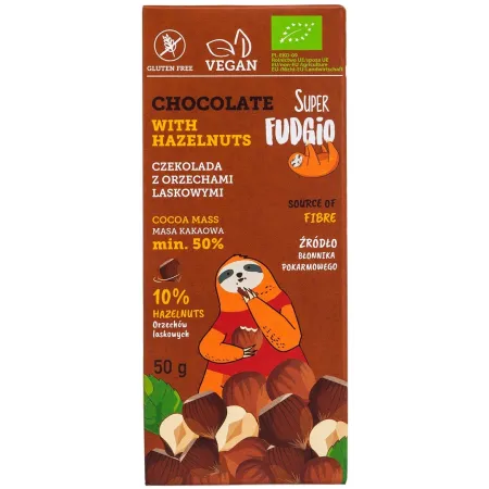 Czekolada z Orzechami Laskowymi Bezglutenowa BIO 50 G - ME GUSTO (Super Fudgio)