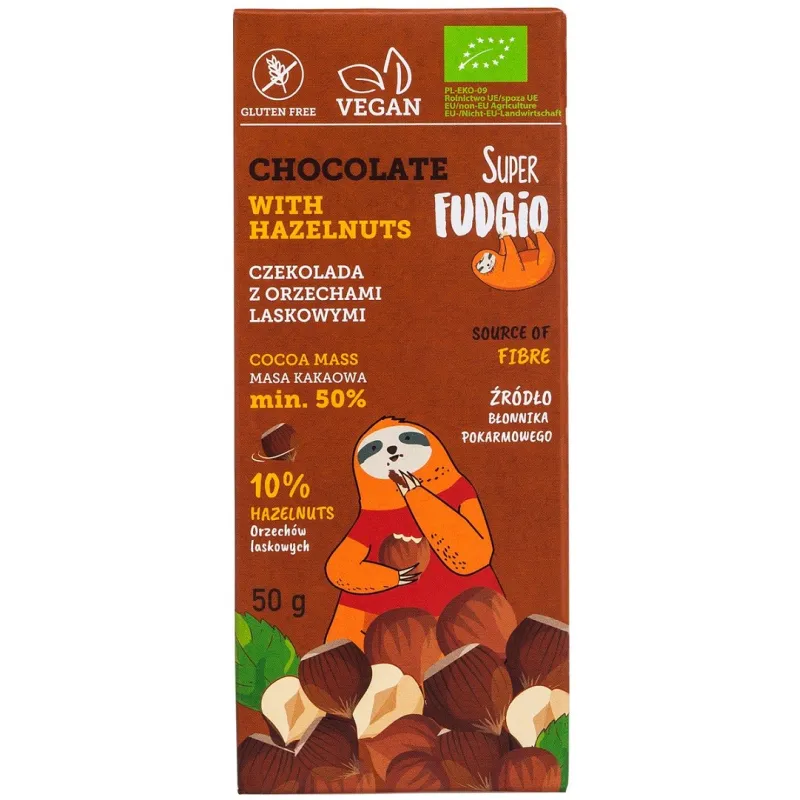 Czekolada z Orzechami Laskowymi Bezglutenowa BIO 50 G - ME GUSTO (Super Fudgio)