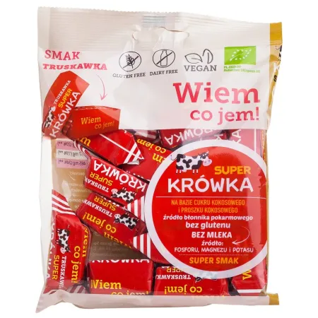 Krówki Truskawkowe Bezmleczne Bezglutenowe BIO 150 G - ME GUSTO (Super Krówka)