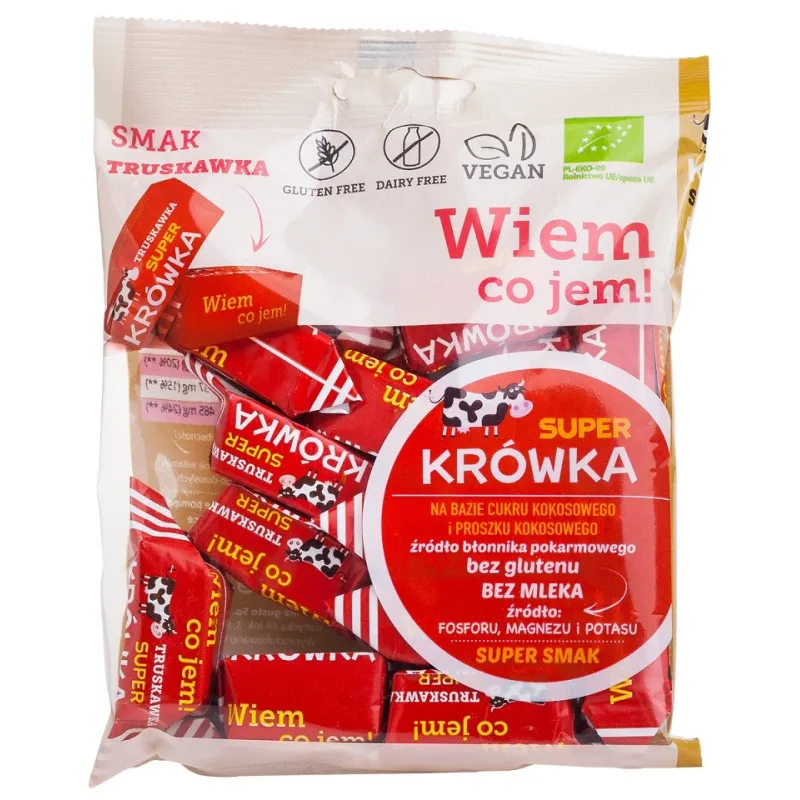 Krówki Truskawkowe Bezmleczne Bezglutenowe BIO 150 G - ME GUSTO (Super Krówka)