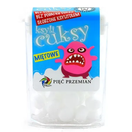 Cukierki z Ksylitolu Ksylicuksy Miętowe Bezglutenowe 13 G - Pięć Przemian | Zdrowa Alternatywa