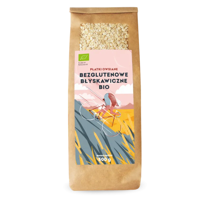 Płatki Owsiane Błyskawiczne Bezglutenowe BIO 500 g - Zdrowe Śniadanie