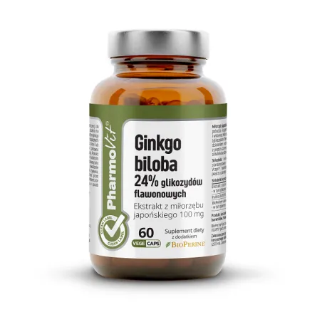 Miłorząb Japoński - Ginkgo Biloba (100 mg) Bezglutenowy 60 Kapsułek - Pharmovit