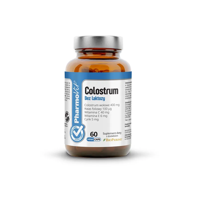 Colostrum Bovinum 400 mg Bezglutenowe 60 Kapsułek - Pharmovit (Clean Label) | Wsparcie Odporności