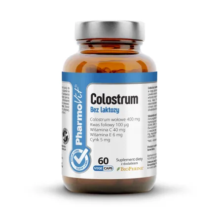 Colostrum Bovinum 400 mg Bezglutenowe 60 Kapsułek - Pharmovit (Clean Label) | Wsparcie Odporności