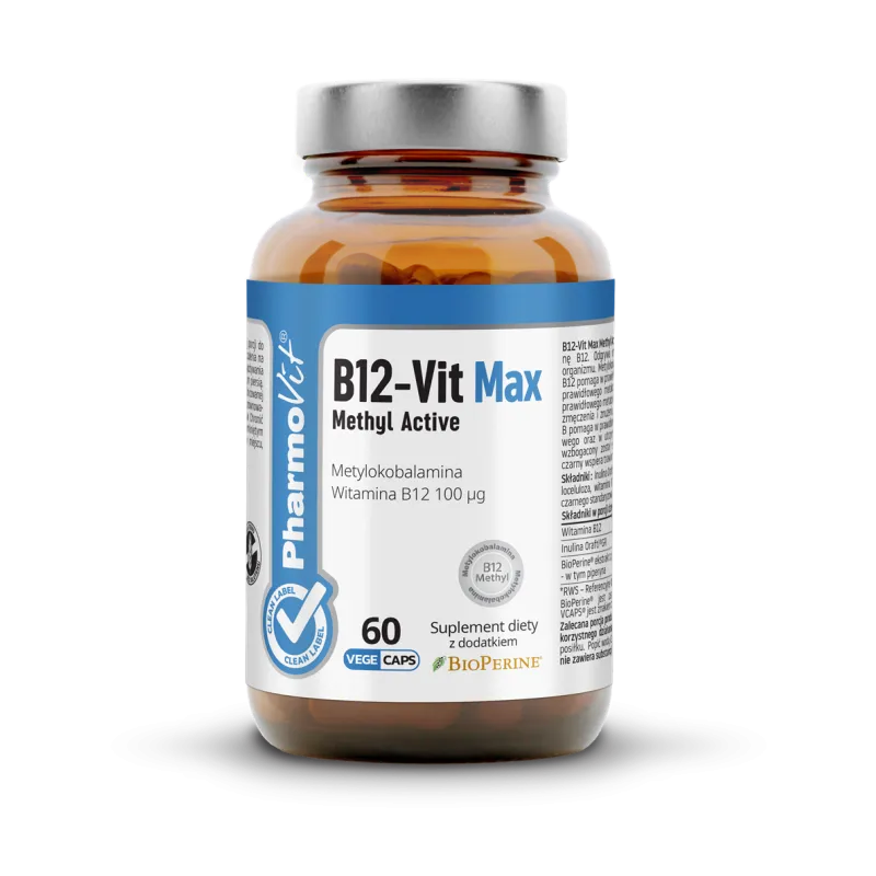 Witamina B12 (100 μg) Bezglutenowa 60 kapsułek - Pharmovit (Clean Label)