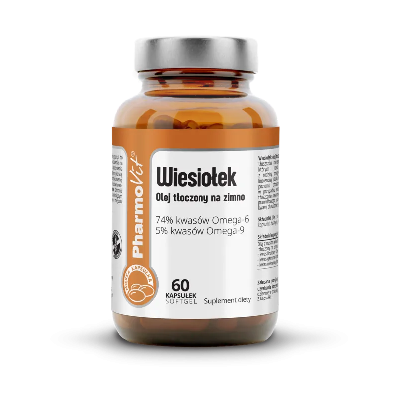 Olej z Wiesiołka (1000 mg) Bezglutenowy 60 kapsułek - Pharmovit (Clean Label)