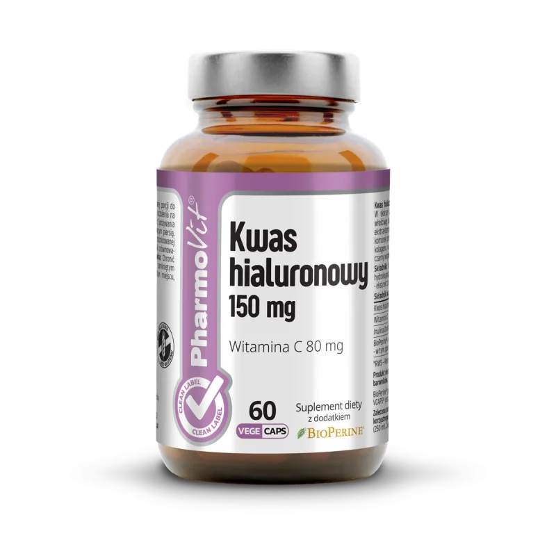 Kwas Hialuronowy (150 mg) Bezglutenowy 60 kapsułek - Pharmovit (Clean Label)