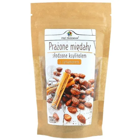 Migdały prażone z cynamonem i ksylitolem | Bezglutenowe | 100 g