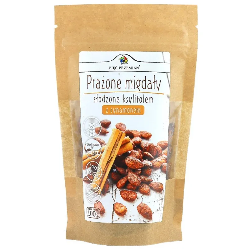 Migdały prażone z cynamonem i ksylitolem | Bezglutenowe | 100 g