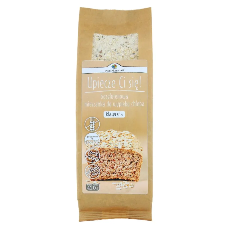 Mieszanka do wypieku chleba klasyczna bezglutenowa 420 g - Bez cukru | Pięć Przemian