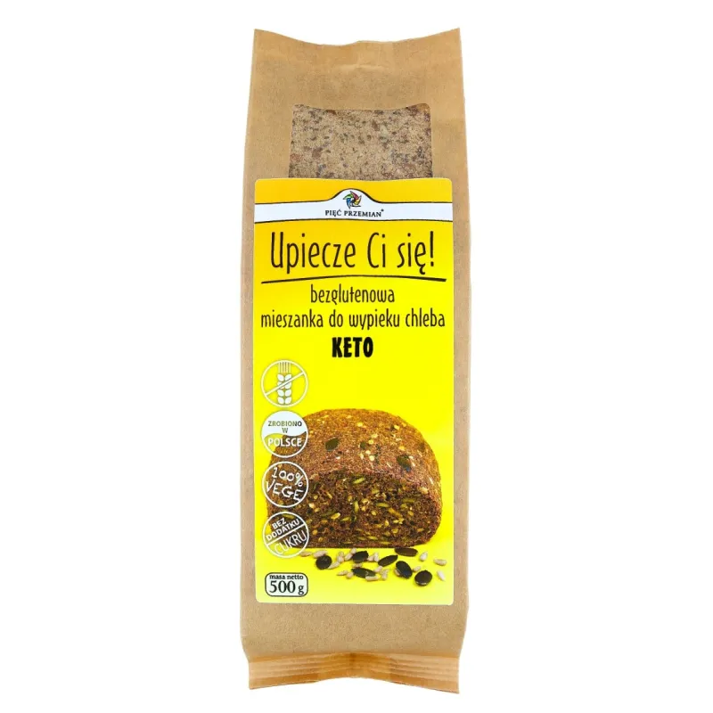 Mieszanka do wypieku chleba keto - bezglutenowa, bez dodatku cukru, 500 g | Pięć Przemian