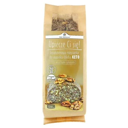 Mieszanka do wypieku chleba z orzechami włoskimi - keto, bezglutenowa, bez dodatku cukru 500 g | Pięć Przemian