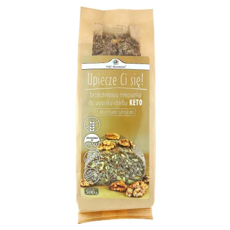 Mieszanka do wypieku chleba z orzechami włoskimi - keto, bezglutenowa, bez dodatku cukru 500 g | Pięć Przemian