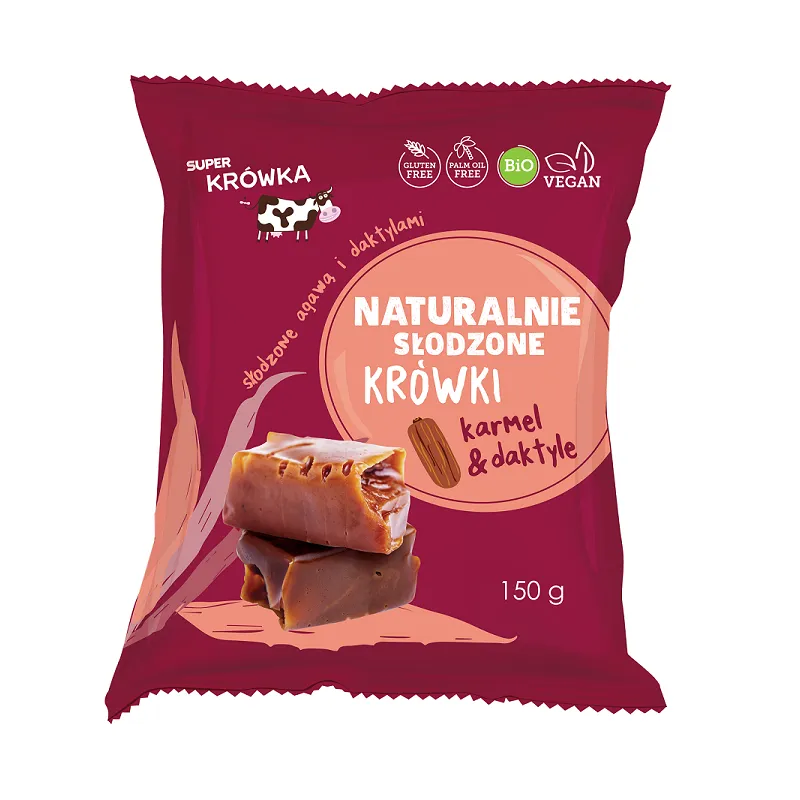 Krówki słodzone agawą i daktylami - bezmleczne, bezglutenowe, BIO 150 g | ME GUSTO