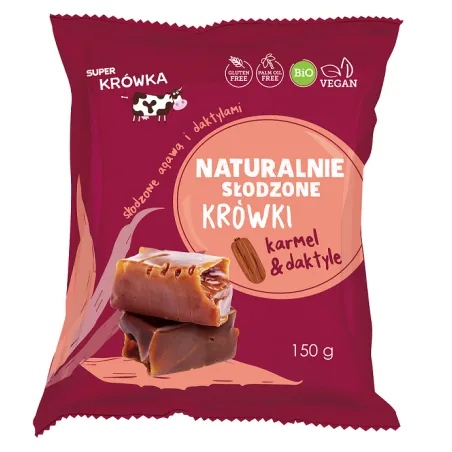 Krówki słodzone agawą i daktylami - bezmleczne, bezglutenowe, BIO 150 g | ME GUSTO