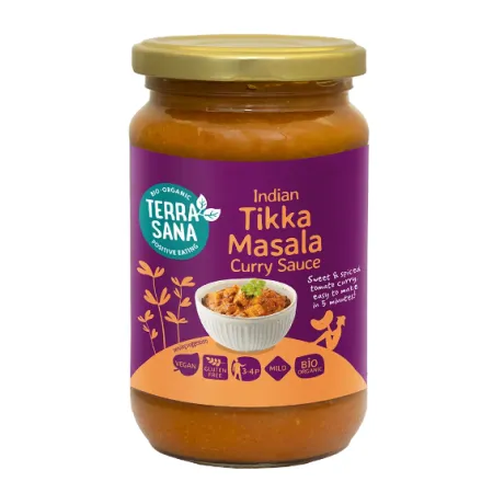 Sos Curry Indian Tikka Masala BIO 350 g - Terrasana | Bezglutenowy, Wegański
