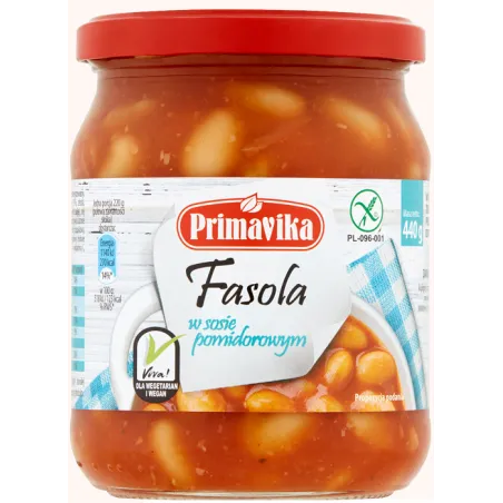 Fasola w Sosie Pomidorowym Bezglutenowa 440 g - Primavika