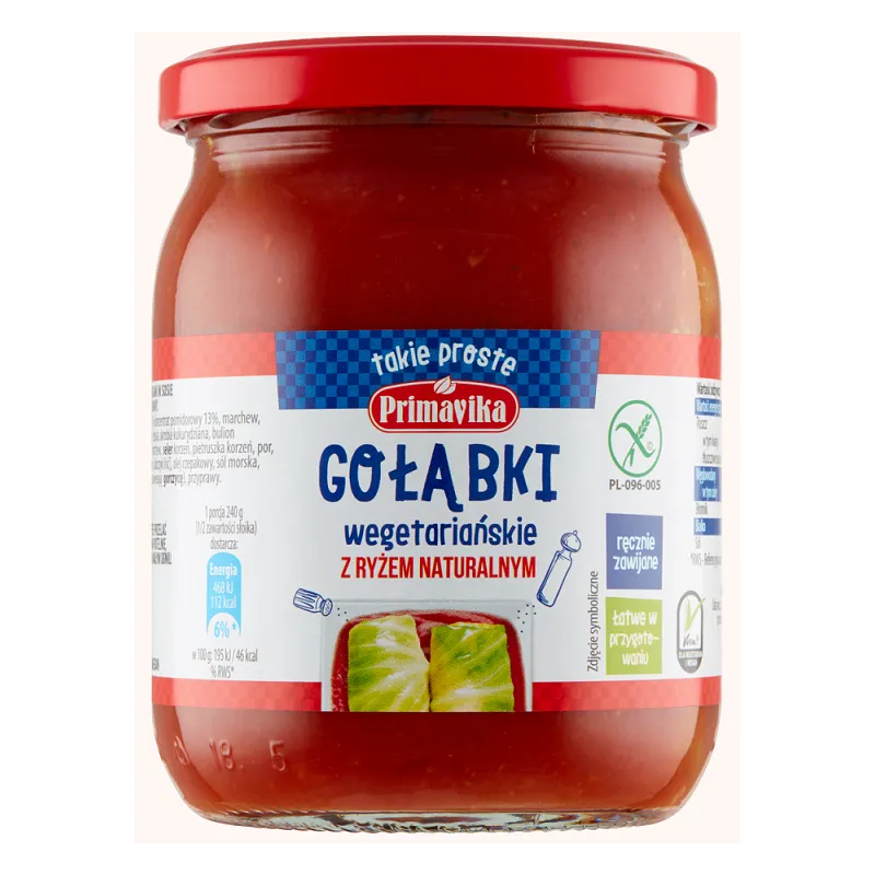 Gołąbki Wegańskie z Ryżem i Pieczarkami Bezglutenowe - Primavika