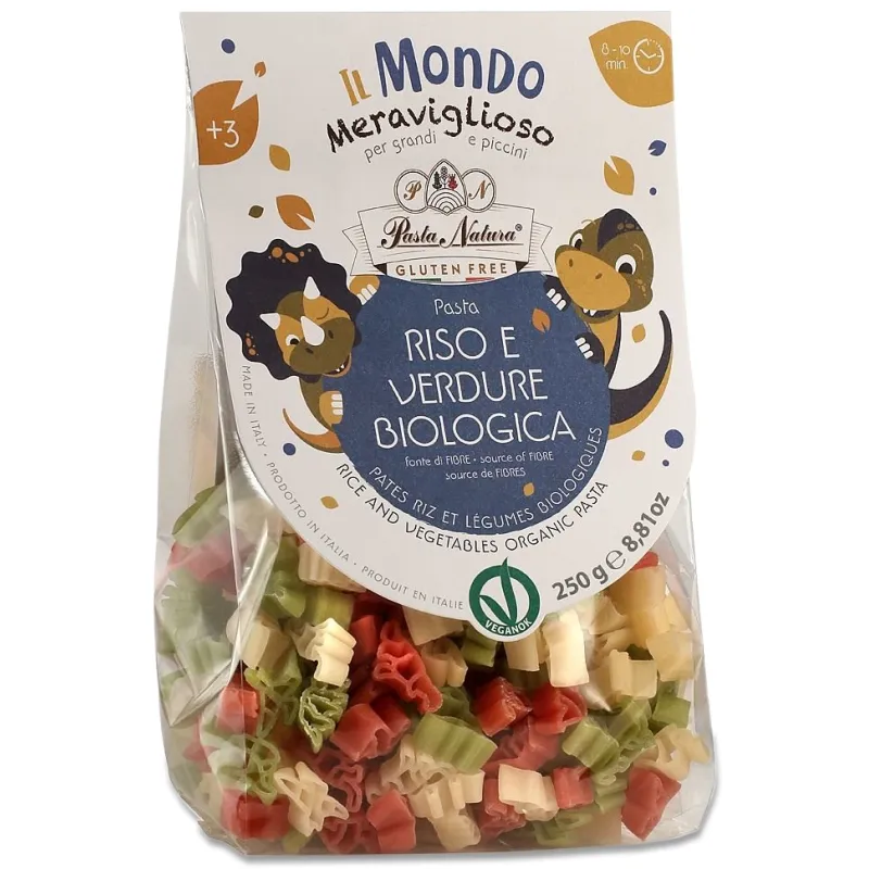 Makaron Dinozaury BIO – Trójkolorowy, Bezglutenowy, 250 g