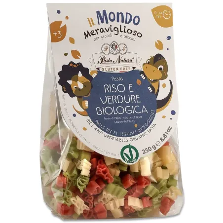 Makaron Dinozaury BIO – Trójkolorowy, Bezglutenowy, 250 g
