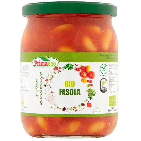 Fasola w Sosie Pomidorowym BIO 440 g – Bezglutenowa | Primavika