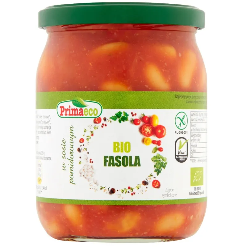 Fasola w Sosie Pomidorowym BIO 440 g – Bezglutenowa | Primavika