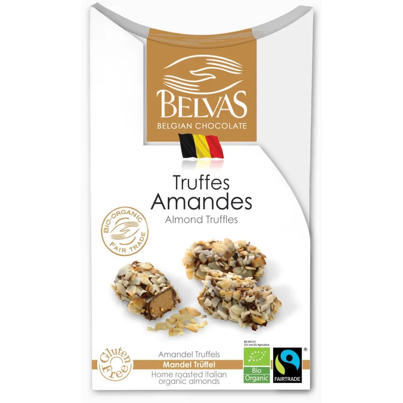 Belgijskie Trufle z Migdałami BIO 100 g – Bezglutenowe | Belvas