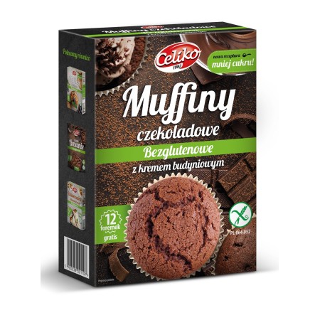 MIESZANKA NA MUFFINY CZEKOLADOWE Z KREMEM BUDYNIOWYM BEZGLUTENOWA 310 g - CELIKO