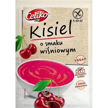 Kisiel Wiśniowy Bez Dodatku Cukru Bezglutenowy 40 g - Celiko