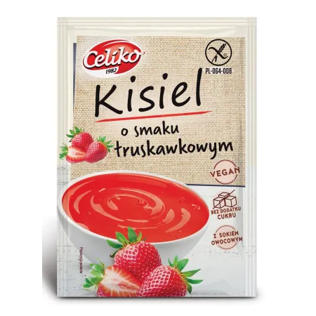 Kisiel Truskawkowy Bez Dodatku Cukrów Bezglutenowy 40 g - Celiko