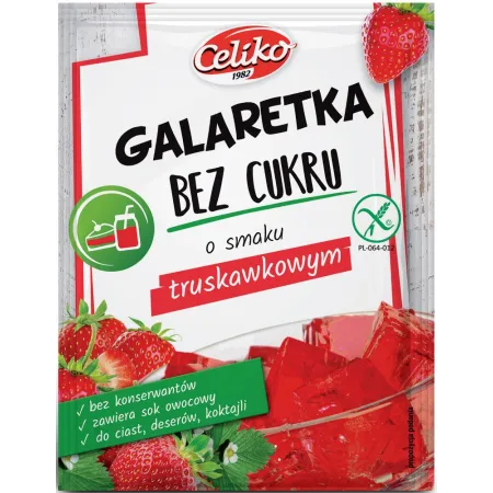 Galaretka Truskawkowa Bez Cukru Bezglutenowa 14 g - Celiko