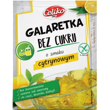 Galaretka Cytrynowa Bez Cukru Bezglutenowa 14 g - Celiko